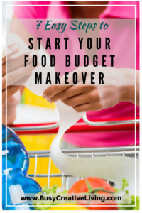 Woman holding receipt at cart. 7 Steps to Start Food Budget Makeover